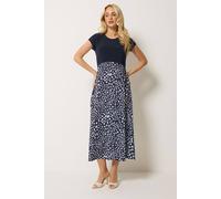 M&Co Women's Spot Print 2 In 1 Midi Dress in Dark Navy | Size: 14 M&Co Dark Navy 14