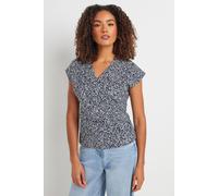 M&co Spot Print Wrap Top In Dark Navy Dark Navy 18