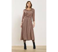 M&Co Women's Spot Twist Front Maxi Dress in Light Brown | Size: 10 M&Co Light Brown 10