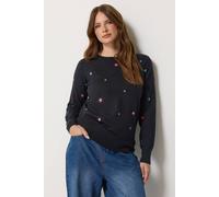 M&Co Women's Star Embroidered Jumper in Black | Size: 18-20 M&Co Black 18-20