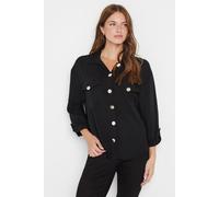 M&Co Women's Statement Button Shirt in Black | Size: 6 M&Co Black 6