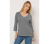 M&Co Women's Stripe Neck Trim Top in Mid Navy | Size: 14 M&Co Mid Navy 14
