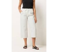 M&Co Women's Stripe Cotton Wide Leg Cropped Trousers in White | Size: 16L M&Co White 16L