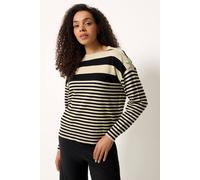 M&Co Women's Stripe Crew Neck Jumper in Natural | Size: 18/20