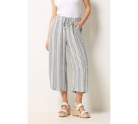 M&Co Women's Stripe Cropped Wide Leg Trousers in Light Grey | Size: 10S M&Co Light Grey 10S