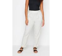 M&Co Women's Stripe Print Linen Trousers in White | Size: 10 M&Co White 10