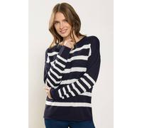M&Co Women's Stripe Relaxed Jumper in Mid Navy | Size: 14-16 M&Co Mid Navy 14-16