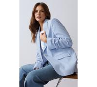M&Co Women's Stripe Seersucker Blazer in Blue | Size: 16 M&Co Blue 16