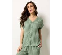 M&Co Women's Stripe Short Sleeve Blouse in Light Green | Size: 18 M&Co Light Green 18