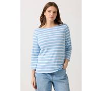 M&Co Women's Stripe Slash Neck Cotton Top in Light Blue | Size: 14 M&Co Light Blue 14