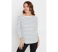 M&Co White & Blue Cotton Striped Top - Women's