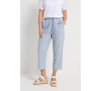 M&Co Women's Stripe Straight Leg Cropped Trousers in Light Blue | Size: 10L