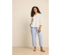 M&Co Women's Stripe Straight Leg Cropped Trousers in Light Blue | Size: 10S M&Co Light Blue 10S