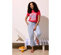 M&Co Stripe Straight Leg Cropped Trousers - Women's Blue