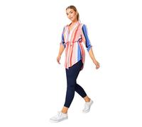 M&Co Womens Stripe Tie Waist Shirt - Women's Pink