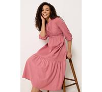 M&Co Women's Stripe Tiered Midi Dress in Coral | Size: 22