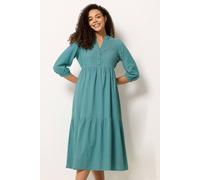 M&Co Women's Stripe Tiered Midi Dress in Turquoise | Size: 18