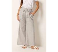 M&Co Women's Stripe Wide Leg Cotton Trousers in Natural | Size: 14L M&Co Natural 14L