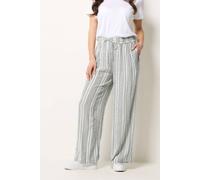 M&Co Women's Stripe Wide Leg Trousers in Light Grey | Size: 16S