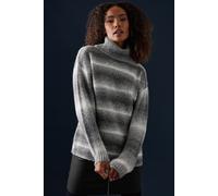 M&Co Women's Striped Knitted Jumper in Grey | Size: 10-12 M&Co Grey 10-12