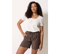M&Co Women's Striped Linen Shorts in Chocolate | Size: 12