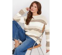 M&Co Women's Striped Space Dye Jumper in Brown | Size: 14-16 M&Co Brown 14-16