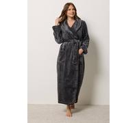 M&Co Women's Super Luxe Maxi Shawl Robe in Dark Grey | Size: 26/28