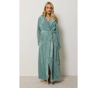 M&Co Women's Super Luxe Maxi Dressing Gown in Pale Green | Size: 14/16