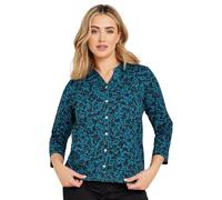 M&Co Womens Teal Ditsy Floral Print Jersey Shirt - Women's