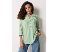 M&Co Women's Textured Half Placket Shirt in Light Green | Size: 14 M&Co Light Green 14