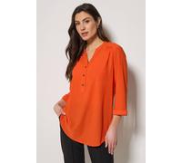 M&Co Women's Textured Half Placket Shirt in Orange | Size: 12