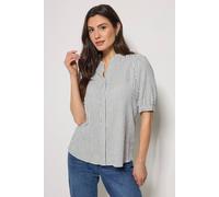 M&Co Women's Textured Puff Sleeve Shirt in Light Blue | Size: 8 M&Co Light Blue 8