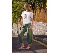 M&Co Women's Tie Hem Trousers in Olive | Size: 12L M&Co Olive 12L