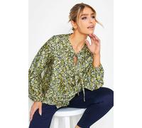 M&Co Women's Tie Neck Blouse in Green | Size: 12