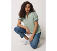 M&Co Women's Tie Neck Frill Sleeve Blouse in Light Green | Size: 18 M&Co Light Green 18