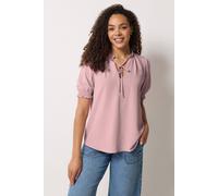 M&Co Women's Tie Neck Frill Sleeve Blouse in Light Pink | Size: 8 M&Co Light Pink 8