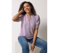M&Co Women's Tie Neck Frill Sleeve Blouse in Lilac | Size: 12 M&Co Lilac 12