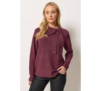 M&Co Women's Tie Neck Sequin Jumper in Burgundy | Size: 10-12 M&Co Burgundy 10-12