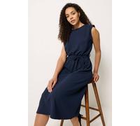 M&Co Women's Tie Waist Sleeveless Midi Dress in Mid Navy | Size: 12