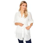 M&Co Womens Tie Waist Textured Tunic Shirt - Women's White