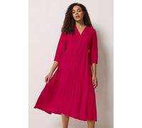 M&Co Women's Tiered Half Placket Maxi Dress in Red | Size: 20 M&Co Red 20