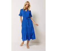 M&Co Women's Tiered Tie Waist Midi Dress in Cobalt | Size: 16 M&Co Cobalt 16