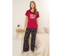M&Co Women's 'Time To Shine' Wide Leg Pyjama Set in Red | Size: 18-20 M&Co Red 18-20