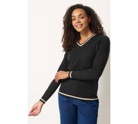 M&Co Women's Tipped Long Sleeve Jumper in Black | Size: 18-20 M&Co Black 18-20