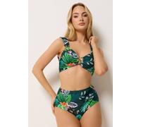 M&Co Women's Tropical Print Bikini Top in Dark Green | Size: 12 M&Co Dark Green 12