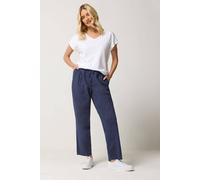 M&Co Women's Twill Carpenter Tapered Trouser in Mid Navy | Size: 20