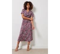 M&Co Women's Twist Front Short Sleeve Dress in Pink | Size: 12 M&Co Pink 12