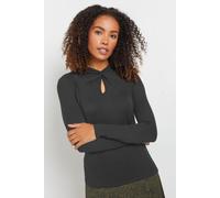 M&Co Women's Twist Neck Keyhole Detail Top in Black | Size: 20 M&Co Black 20