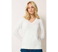M&Co Women's V-Neck Jumper in Ivory | Size: 26-28 M&Co Ivory 26-28