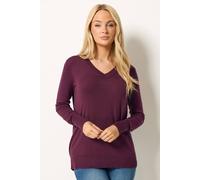 M&Co Women's V-Neck Long Sleeve Jumper in Mauve | Size: 18-20 M&Co Mauve 18-20